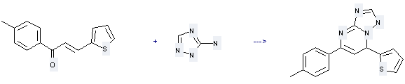 2-Propen-1-one,1-(4-methylphenyl)-3-(2-thienyl)- can be used to produce 7-thiophen-2-yl-5-p-tolyl-4,7-dihydro-[1,2,4]triazolo[1,5-a]pyrimidine by heating